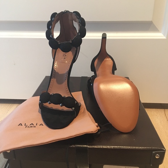 Alaia “Bombe” Suede Studded Black Heels - Picture 2 of 4